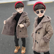 Load image into Gallery viewer, Boys&#39; Suede Fur Lined Trench Coat
