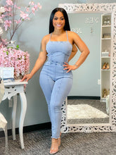 Load image into Gallery viewer, Casual Denim Jumpsuit with Strapped Back
