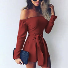 Load image into Gallery viewer, Off the Shoulder Solid Color Romper
