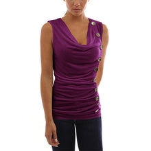 Load image into Gallery viewer, V-neck Sleeveless Button Accented Top
