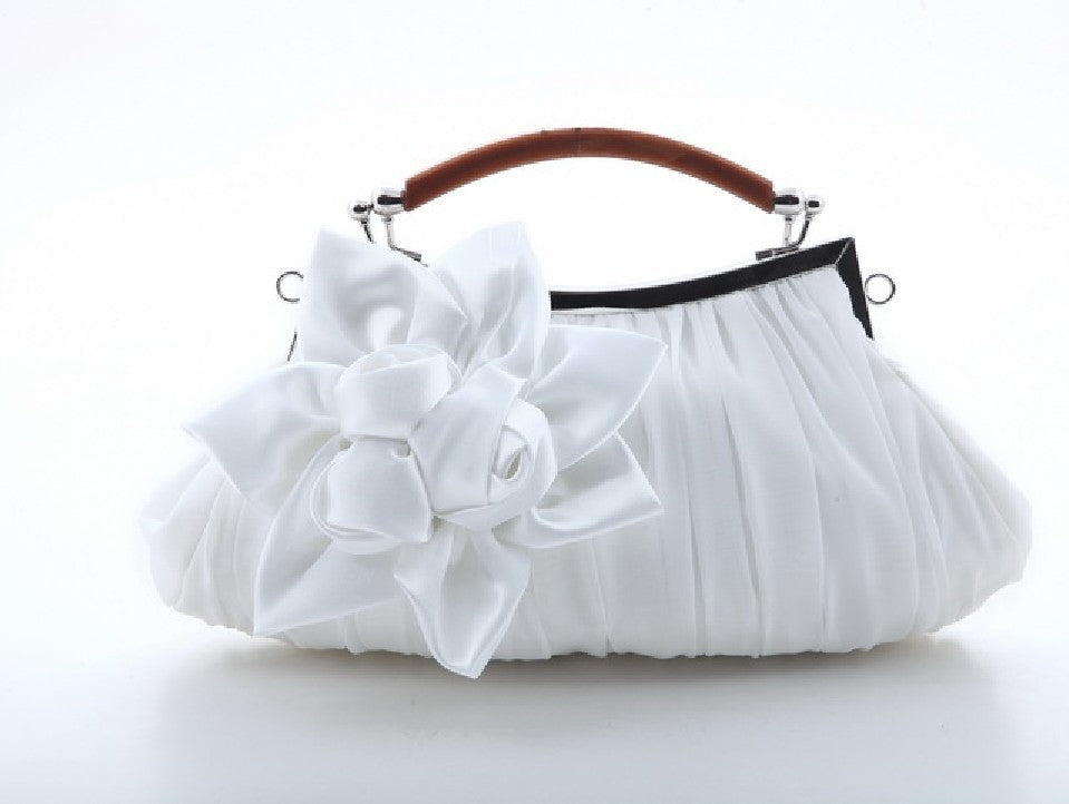 Satin Flower Clutch Handbag