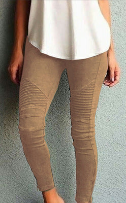 Solid Color Textured Jegging Pants