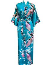 Load image into Gallery viewer, Japanese Satin  Peacock Robe
