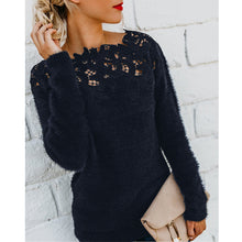 Load image into Gallery viewer, Solid Color Lace Stitched Sweater
