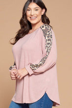 Load image into Gallery viewer, Animal Print Accent Brushed Tunic Top
