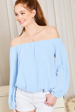 Load image into Gallery viewer, Off Shoulder Long Bubble Sleeve Solid Top
