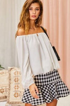 Load image into Gallery viewer, Off Shoulder Long Bubble Sleeve Solid Top
