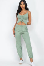 Load image into Gallery viewer, Front Ruched Jumpsuit With Adjustable String Cami
