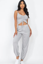 Load image into Gallery viewer, Front Ruched Jumpsuit With Adjustable String Cami
