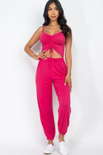 Load image into Gallery viewer, Front Ruched Jumpsuit With Adjustable String Cami
