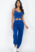 Load image into Gallery viewer, Front Ruched Jumpsuit With Adjustable String Cami
