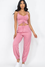 Load image into Gallery viewer, Front Ruched Jumpsuit With Adjustable String Cami
