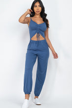 Load image into Gallery viewer, Front Ruched Jumpsuit With Adjustable String Cami
