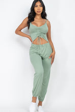 Load image into Gallery viewer, Front Ruched Jumpsuit With Adjustable String Cami
