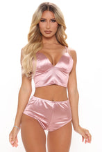 Load image into Gallery viewer, Satiny Corset Style Bra &amp; Short Set
