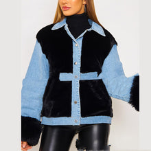 Load image into Gallery viewer, Plush &amp; Denim Stitched Warm Jacket
