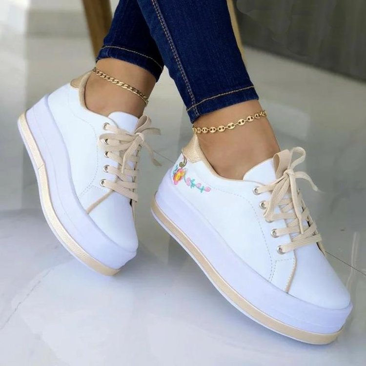 Flower Embroidered Sneakers