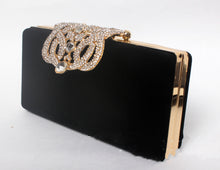 Load image into Gallery viewer, Rhinestone Crown Suede Clutch
