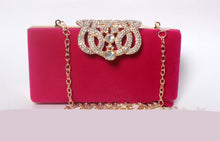 Load image into Gallery viewer, Rhinestone Crown Suede Clutch
