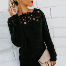 Load image into Gallery viewer, Solid Color Lace Stitched Sweater
