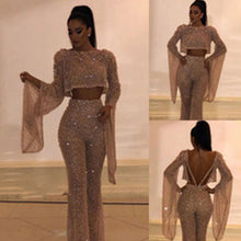 Load image into Gallery viewer, Shimmering Long-Sleeved Halter Jumpsuit
