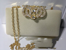 Load image into Gallery viewer, Rhinestone Crown Suede Clutch
