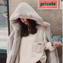 Load image into Gallery viewer, Lamb Plush Hooded Loose Coat Jacket Women
