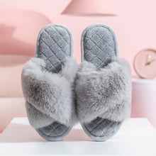 Load image into Gallery viewer, Cross-strap Furry Slippers
