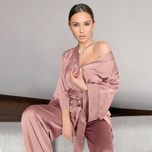 Load image into Gallery viewer, Satin Long-Sleeved Cardigan  Suit
