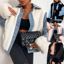 Load image into Gallery viewer, Plush &amp; Denim Stitched Warm Jacket
