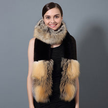 Load image into Gallery viewer, Silver Fox Fur Contrasting Color Scarf
