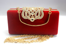 Load image into Gallery viewer, Rhinestone Crown Suede Clutch
