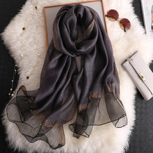 Load image into Gallery viewer, Satin &amp; Mesh Accented Scarf
