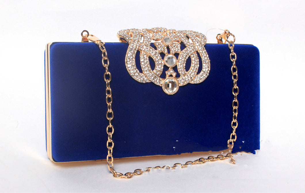 Rhinestone Crown Suede Clutch