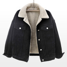 Load image into Gallery viewer, Lamb Wool Lined Velour Denim Jacket
