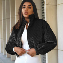 Load image into Gallery viewer, Diamond Quilted  High Collar Jacket
