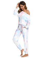 Load image into Gallery viewer, Off The Shoulder Tie-dye  2PC Pajamas Set
