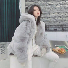 Load image into Gallery viewer, Lamb Plush Hooded Loose Coat Jacket Women
