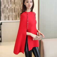 Load image into Gallery viewer, Hip-Length Button Accented Pullover Cape
