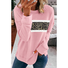 Load image into Gallery viewer, Leopard Print Accented Round Neck Casual Sweater
