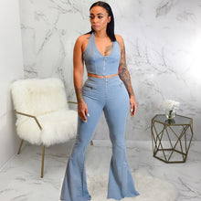 Load image into Gallery viewer, Denim Crop Top with Matching Wide Leg Jeans
