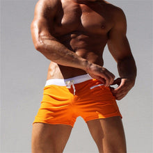 Load image into Gallery viewer, White Trimmed Solid Color Swim shorts
