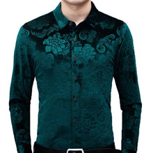 Load image into Gallery viewer, Velvet Floral Slim Fit  Shirt
