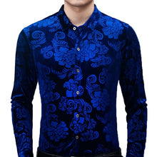 Load image into Gallery viewer, Velvet Floral Slim Fit  Shirt
