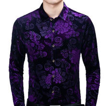 Load image into Gallery viewer, Velvet Floral Slim Fit  Shirt
