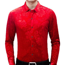 Load image into Gallery viewer, Velvet Floral Slim Fit  Shirt
