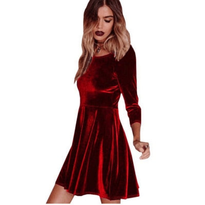 Swing Hem Velour Dress