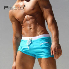 Load image into Gallery viewer, White Trimmed Solid Color Swim shorts
