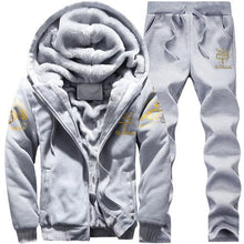 Load image into Gallery viewer, Thick  Zippered Cardigan Hooded Jogger Set
