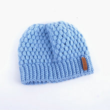 Load image into Gallery viewer, Winter Knitted Stretchy Ponytail Beanie Cap
